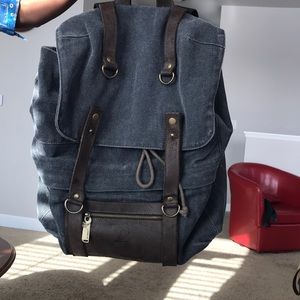 Gray Canvas  drawstring backpack